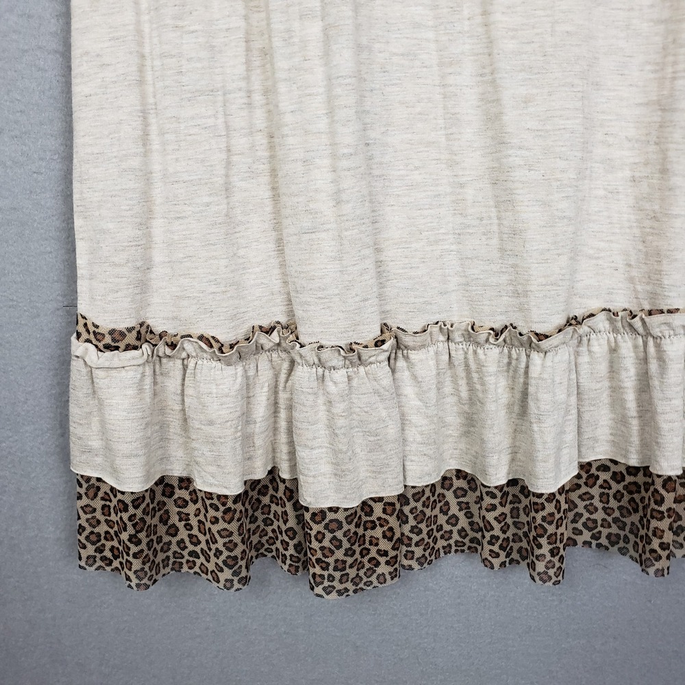 Jade By Jane Sz 1X Tee Shirt Dress Cream Leopard Layered Lagenlook Neutral Comfy - Picture 3 of 7